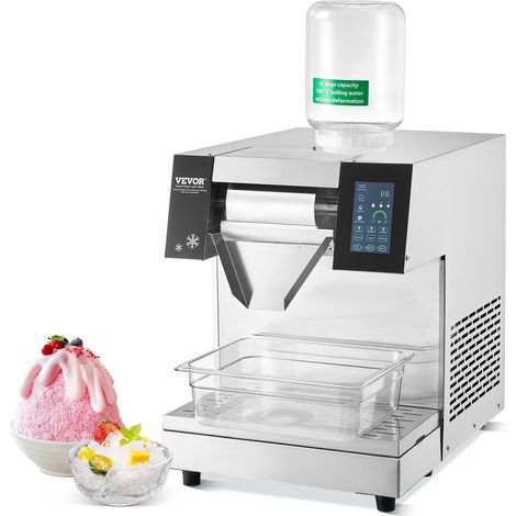 Machine à Glace Râpée de Neige Commerciale, Machine à Râper la Glace 260 kg/24H, en Inox, Système de Refroidissement par Air, Dissipation Thermique Rapide, pour Dessert Boulangerie Café (1/5)
