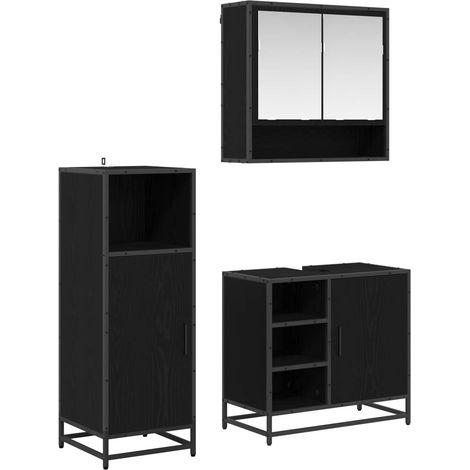 Maison Exclusive - Badezimmermöbel-Set 3 pcs Schwarz Eichen-Optik