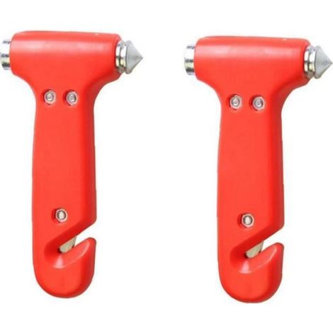 Sécurité pratique Marteau Solide Voiture Fenêtre Breaker Cutter Durable Outils d'évacuation d'urgence Rouge 2pcs industriels (1/4)