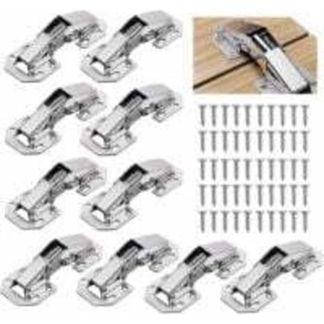 10 bisagras para puertas de armario con tornillos, bisagras de 3 pulgadas y 90° para muebles de cocina. (1/4)