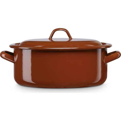 Briebe Terra Cacerola Inducción 36cm Cazuela 15 L Grande, Tapa, Acero Esmaltado Fuego Horno, Vintage  Marrón