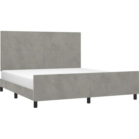 Estructura de cama con cabecero terciopelo gris claro 180x200cm vidaXL (1/5)