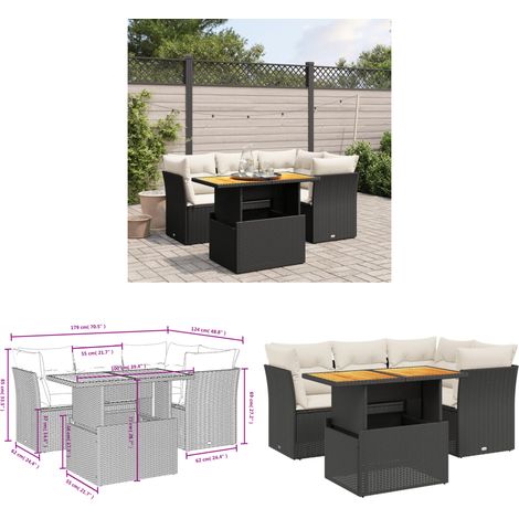 Salon de jardin 5 pcs avec coussins noir résine tressée - Ensemble Salon De Jardin - Meuble Extérieur - Résine Tressée - Rotin Synthétique - Canapé D'extérieur - Home & Living (1/3)