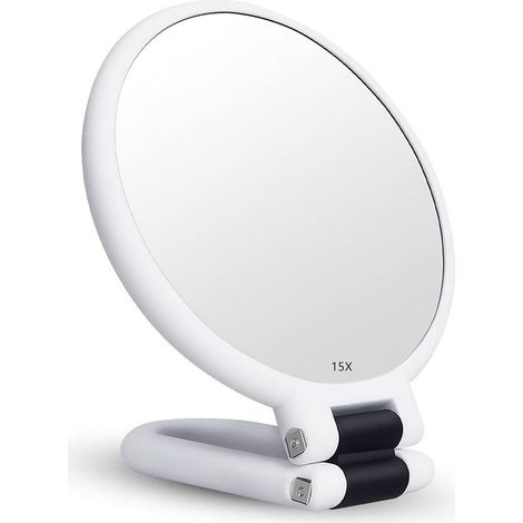 Mirror grossissant 15X double face  Glass optical high quality  Portable and foldable  Use hand, suspended or on foot (1/5)