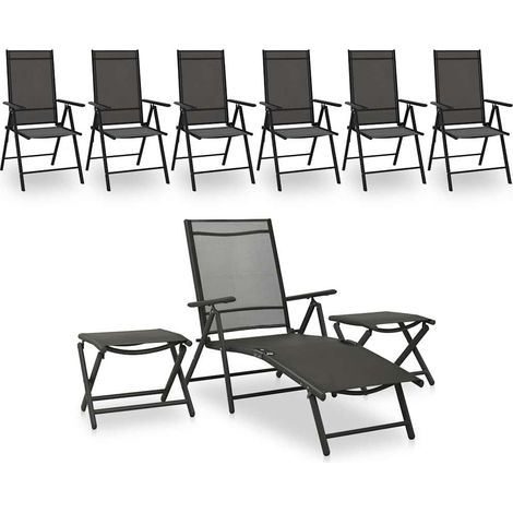 vidaXL Juego de muebles de jardín 9 piezas negro y gris antracita (1/5)