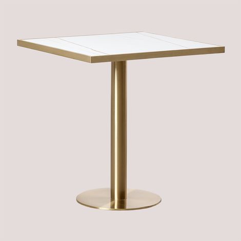 SKLUM Quadratischer Stehtisch aus Steingut (70x70 cm) Manhattan Weiss