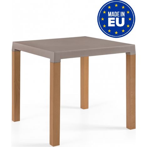 Tavolo Diva con Gambe in Legno Design da Giardino Cucina Bar Ristorante con Top in Polipropilene Colore Antracite (1/3)