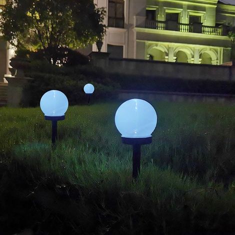 Set mit 2 LED-Solarkugeln, Außenbeleuchtung, dekorative Beleuchtung für Balkon, Garten, Boden, Nägel (1/4)