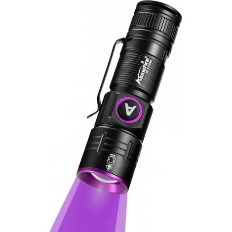 SV112 UV-LED-Taschenlampe 365 nm, klein, USB-wiederaufladbar, Zoom, Mini-Ultraviolett-Schwarzlicht, Urindetektor für Harz, Angeln, Skorpione, Mineralien, Bernstein, mit eingebautem Akku (1/5)