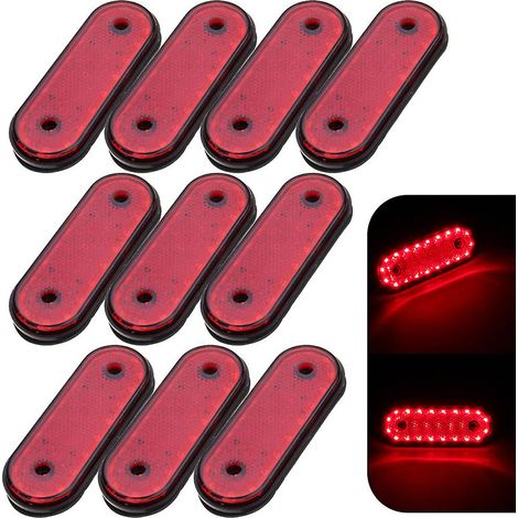 20 luces LED amarillas y rojas para remolques de camiones, luces de posición laterales súper brillantes, piezas automotrices de montaje en superficie de caucho ABS. (1/5)