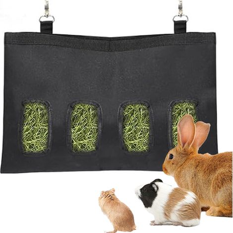 1 Sac à foin, 4 fenêtres, tissu Oxford 600D, imperméable, crochets inclus, pour lapin cobaye hamster (1/5)
