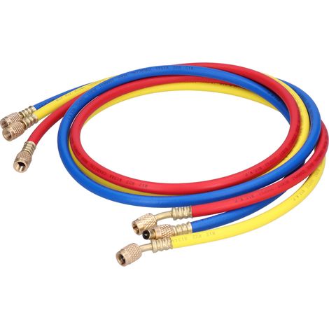 3-teiliges Set Kältemittel-Befüllschläuche mit Flüssigkeitserkennung, 3-farbig, CT360RYB (R22), 1,5 Meter (1/5)