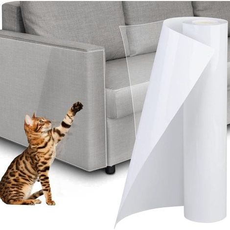 Protection anti-griffures pour chat, extra longue, 30 cm x 500 cm, adhésive transparente, pour porte, mur, canapé, tapis, comptoir (1/4)
