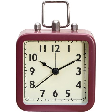 Rote quadratische Tischuhr – Quarz – Retro-Minimalismus – geräuschlos – Schlafzimmer – trendiges Design