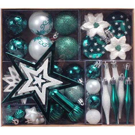 Ornement De Sapin De Noël - 58 Pièces Boules Étoiles Cœurs Flocons - Plastique Résistant - Décoration Arbre Festif (1/5)