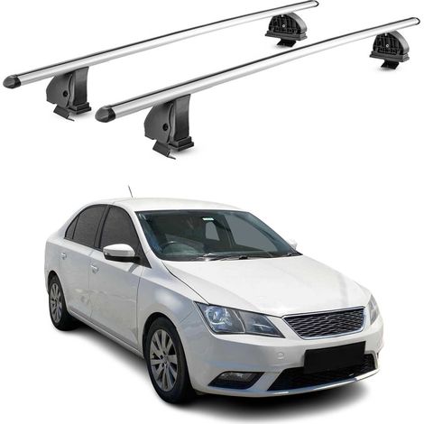 OMAC Aluminium Dachträger Querträger für Seat Toledo IV 2012-2019 – TÜV / DIN 75302:2019 – Abschließbar – T-Nut – Max. 75 kg – 2 Stangen – Silber (1/5)