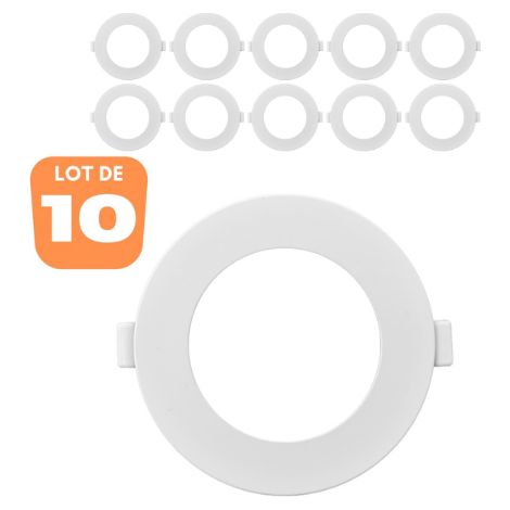 Lot de 10 Dalles LED rondes extra plates 6W 3000K Ø128mm IP40 (1/5)
