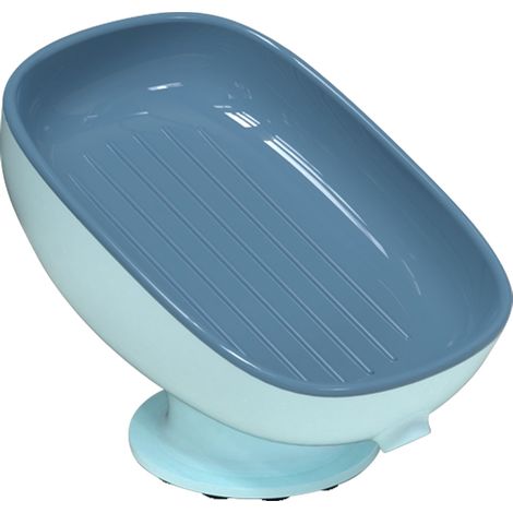 Porte-savon à ventouse - Pour salle de bain, sans perforation - Étagère de rangement double couche avec système d'évacuation de l'eau (1/5)