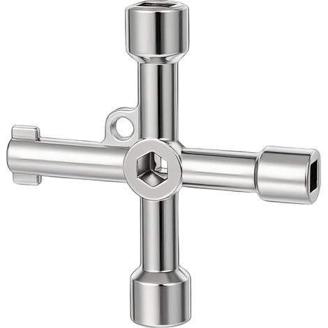 Vierwege-Vierkant-Schlüsselventil, Dreieckschlüssel für Absperrpfosten, Multifunktions-Kreuzschlüssel, Schaltschrankschlüssel, für elektrische Wasserversorgung (1/5)