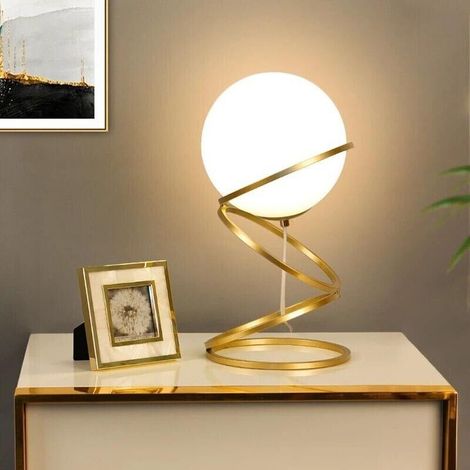 Lampada Da Tavolo Sfera Vetro 4 Anelli In Metallo Bronzo Lume Moderno G9 D31 (1/4)