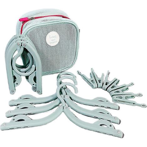 Lot de 19 pièces pliable antidérapant cintres avec 12 Clips voyage étendoir 6 Hangers portable kit maille rangement sac (1/5)