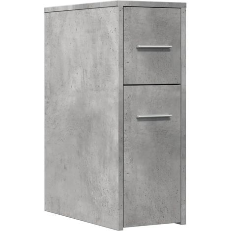 Armario de baño estrecho con ruedas 22 x 44 x 61,5 cm amplio espacio de almacenamiento práctico diseño en madera de ingeniería gris hormigón 020050649 (1/5)