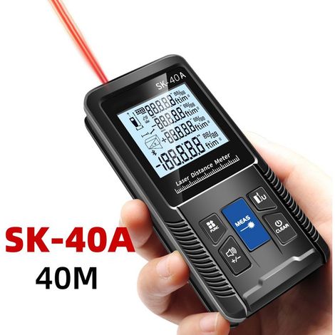 Télémètre Laser Numérique,SK-40A 40m Mètre, Mesure du théorème de longueur/Zone/Volume/Pythagore avec Rétroéclairage LCD (1/5)
