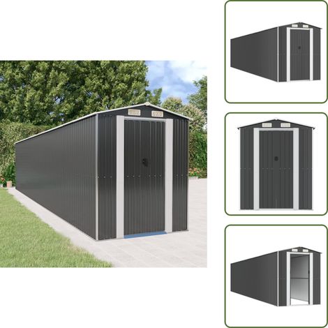 Geräteschuppen Anthrazit 192x938x223 cm Verzinkter Stahl - Gartenschuppen - Gerätehaus - Werkzeuglager - Außenaufbewahrung - Metallschuppen (1/5)