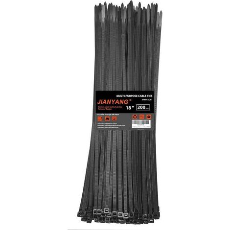 Attaches autobloquantes en nylon de 45,7 cm (18 pouces) à double denture, résistance à la traction de 45 kg (100 lb) (paquet de 200) (1/5)