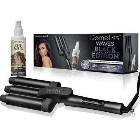 Coffret fer à boucler Saint Algue DEMELISS WAVEs BLACK + soin spray ondulé 150 ml (1/5)