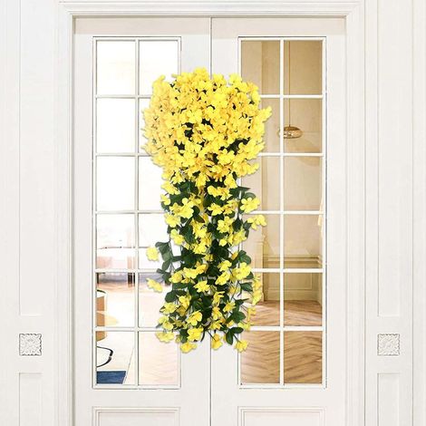 Fleurs Artificielles Jaunes Wisteria Suspendue Densément Fleurie Guirlande Murale pour Mariage Arche Jardin Balcon Fête 2pcs (1/5)