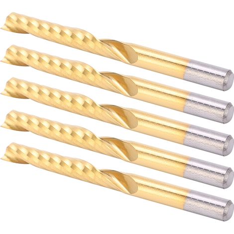 Jeu de 5 fraises en spirale pour aluminium, outils CNC 4x25x45mm pour usinage et découpe précise