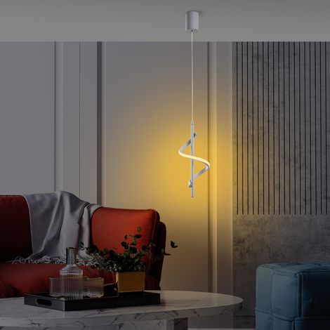 Lustre gris élégant, corps en métal, hauteur 50-100 cm, largeur 16 cm, LED SMD 11 W 3000 K, éclairage élégant pour maisons et bureaux modernes (1/5)