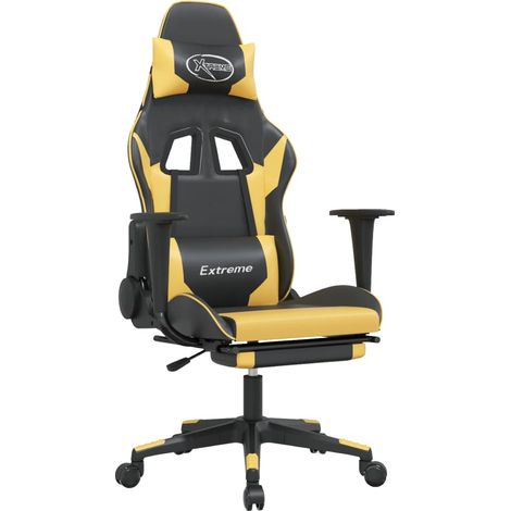 Sedia da Gaming con Poggiapiedi Nero e Oro in Similpelle vidaXL