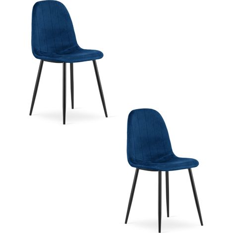 Chaise - leobert - padva - velours bleu marinepieds noirs - 445 x 53 x 87 cm - lot de 2 211770288 (1/5)