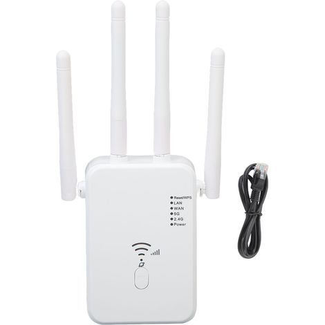 1200 Mbit/s Dualband-WLAN-Verstärker (2,4 GHz/5 GHz) mit LAN-Anschlüssen, Heim-Signalverstärker, 100–240 V US-Stecker