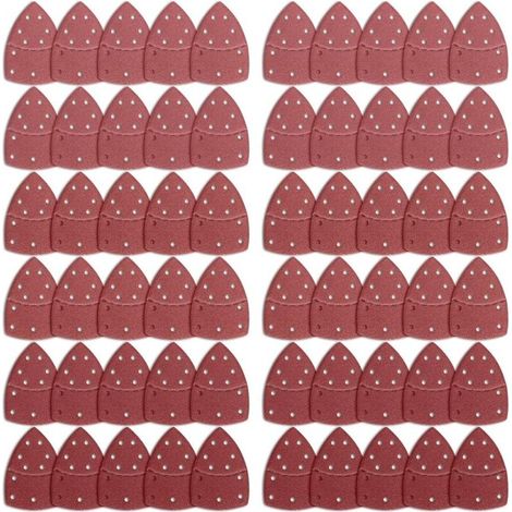 Feuilles abrasives triangulaires pour ponceuse multifonction – 60 pièces, grains 40 à 240, trou standard 11 mm, compatible Bosch et autres marques (1/4)