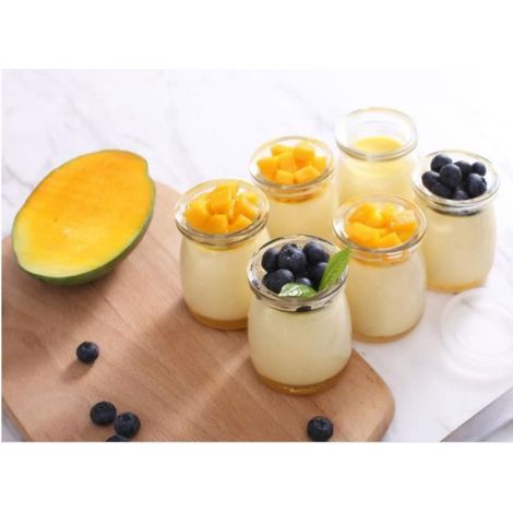 Bocal en verre - Lot de 6 pots de yaourts - 200ml - Couvercles inclus - Idéal pour desserts blanc (1/4)