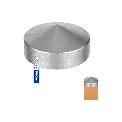 Chapeau Poteau Pyramidale Rond Ø 100 mm Galvanisé à Chaud Chapeau poteaux Capuchons (1/5)