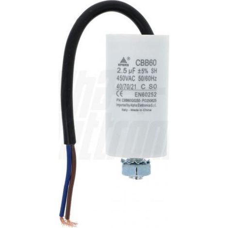 Alpha elettronica condensatore polipropilene con cavo 2.5uf 450v cbb60g0250