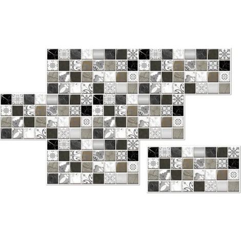 6 Pcs Stickers Carrelage Mosaïque Gris 30x15cm Autocollants Auto-adhésif étanche Carreau Cuisine Salle de Bain Décoration Murale (1/5)