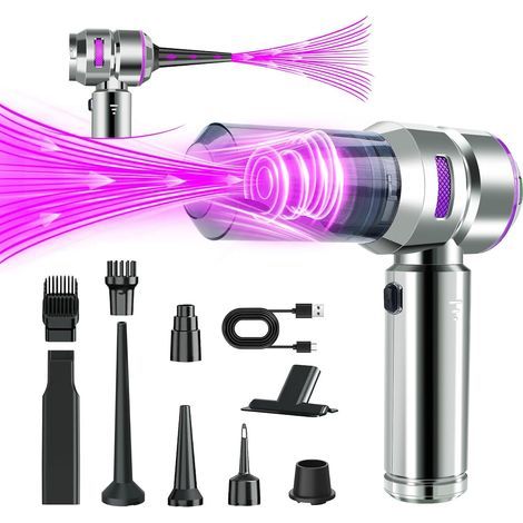 Aspiradora de coche inalámbrica, aspiradora de mano para coche 4 en 1 con fuerte succión, mini aspiradora portátil inalámbrica de alta potencia con motor sin escobillas de 100 W (1/4)