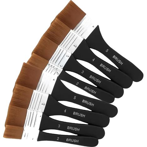 Pincel, diseño plano brillante, mango ergonómico de madera, 8 piezas (1/2)