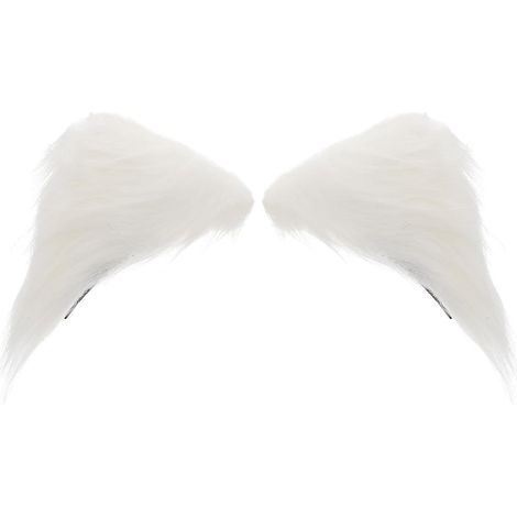 1 par de orejas de gato de peluche con pinza para el cabello elástica, suaves y cómodas para cosplay, disfraces de Halloween y fiestas. Elásticas para niñas, color blanco. (1/5)