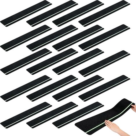 Marches D'escalier, 20 Pièces de 15 x 76 cm Ruban Antidérapant avec Bandes Fluorescentes de 6 mm Bande Antidérapante Escalier Prédécoupé et Autocollant pour Escaliers Entrées Rampes et Ateliers (1/5)