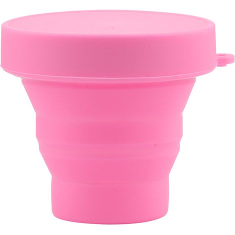 Gobelet pliable en silicone télescopique pour voyage, camping et plein air, tasse réutilisable rose, coupe rétractable légère, accessoire randonnée, 1 pièce. (1/5)