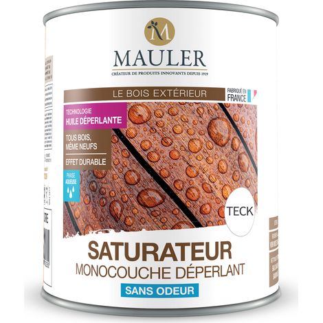 Saturateur monocouche bois et terrasse 2,5L mat teck – Protection UV et intempéries – Technologie déperlante – Application en une seule couche – 1919 By Mauler (1/5)