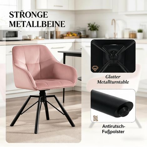 Chaise coiffeuse design, tabouret de cuisine spacieux, siège pivotant salle à manger, fauteuil confortable avec assise rembourrée (lot de 2) (1/5)
