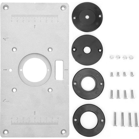 Plaque d'insertion pour table de défonceuse en alliage d'aluminium 235x120x8 mm avec bagues, idéale pour le travail du bois (1/5)