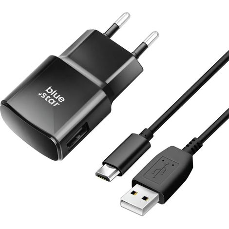 USB A Wandladegerät + USB A auf Micro USB Kabel 2A 10W in Schwarz (1/4)